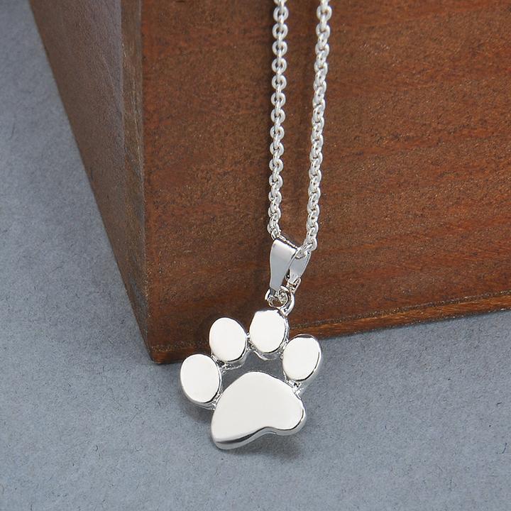 DOG LOVER JEWELRY GIFTS FOOTPRINTS PAW CHAIN PENDANT NECKLACE DOG THEMED JEWELRY - FREE SHIPPING